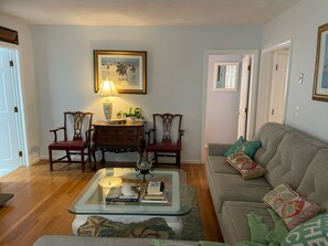 TV, fireplace, DVD player, books
