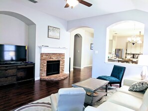 Smart TV, fireplace, printers