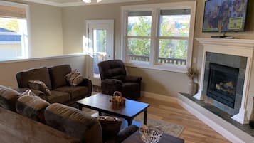 Tv, eldstad och dvd-spelare