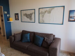 Smart TV, fireplace, DVD player, books
