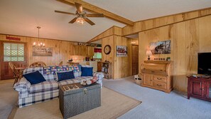 Télévision, cheminée, lecteur de DVD