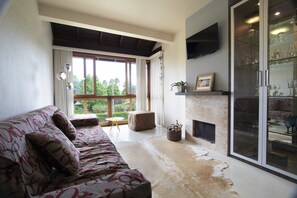 Apartamento | Sala de estar | TV de tela plana, lareira