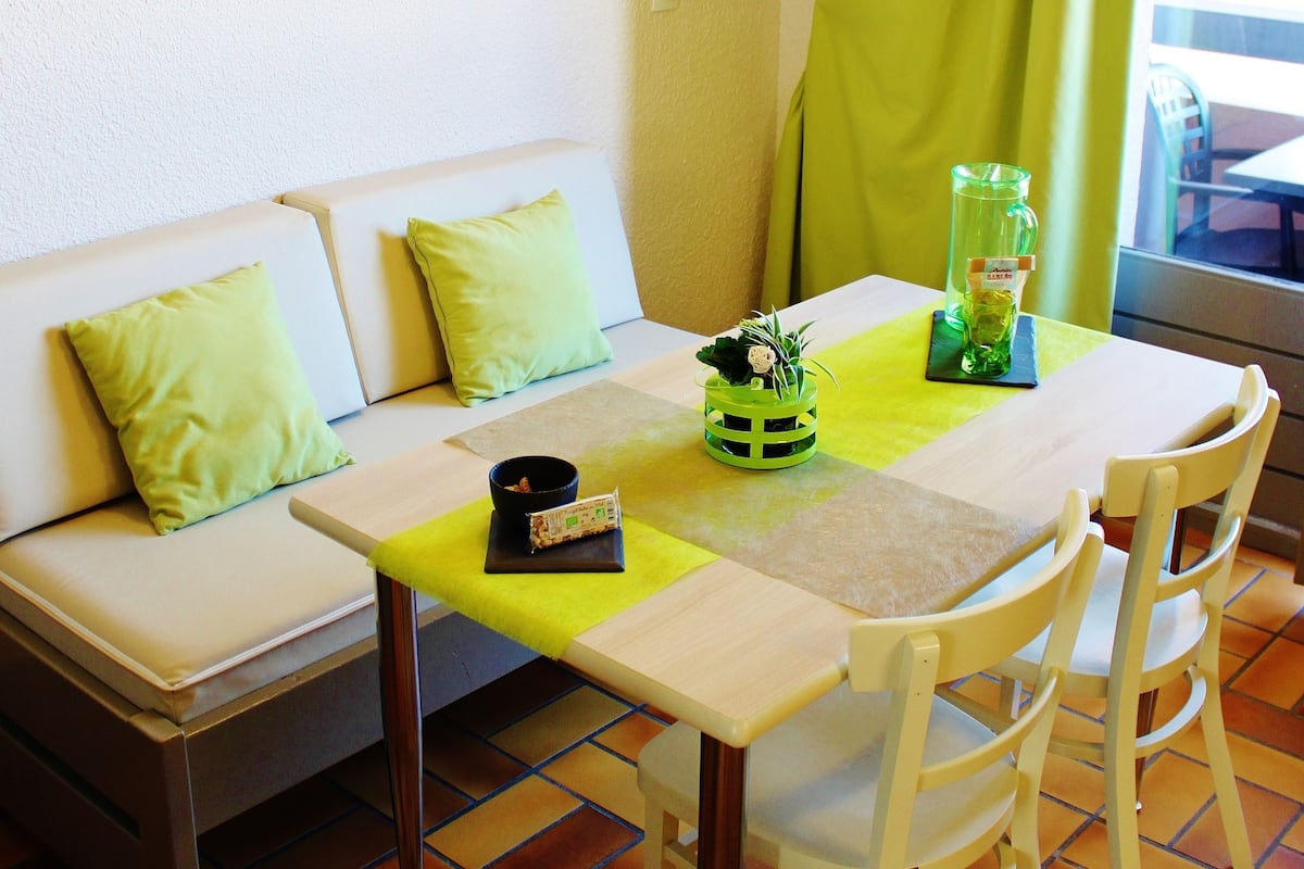 Blackout curtains, iron/ironing board (on request)