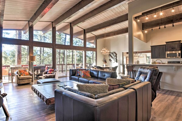 TV, fireplace, video games, music library