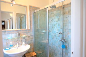 Combined shower/bathtub, hair dryer, bidet, towels