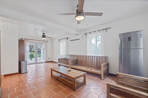 Interior - Beachfront home with dock, deck, hammocks, strong WiFi, AC & sea view (Placencia)
