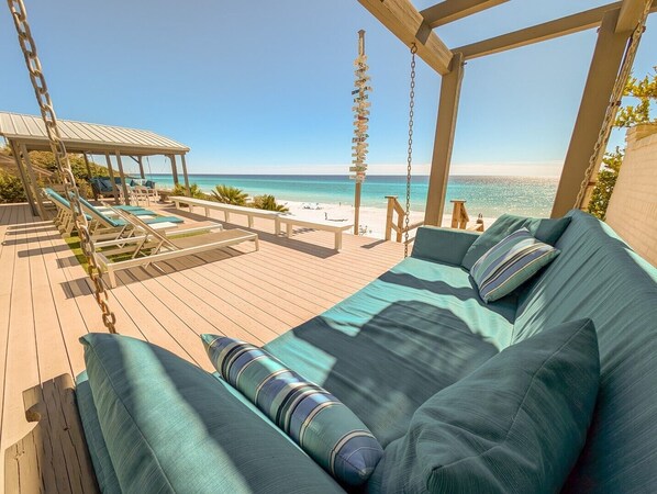 Terrace/patio - East of the Sun, Gulf Front! Next to Seaside, Available Spring Break! (Seagrove Beach)