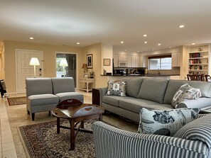 Smart TV, fireplace, DVD player, books