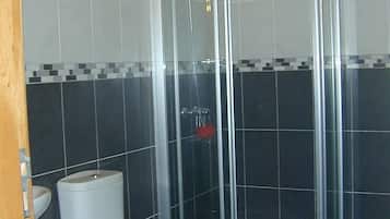 Combined shower/tub, hair dryer, bidet, towels