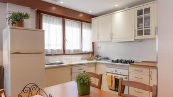 Fridge, microwave, oven, dishwasher