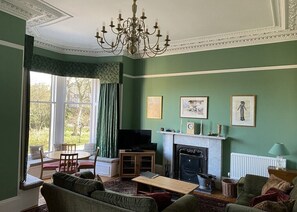 TV, fireplace, DVD player, books - Beautiful Apartment On The Edge Of Edinburgh’s Historic New Town (Edinburgh)