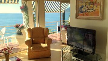 TV, lettore DVD, libri, impianto stereo