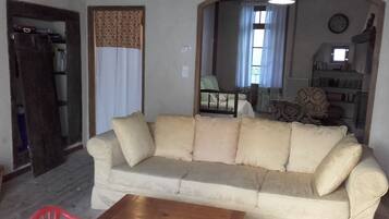 Televisión, chimenea, reproductor de DVD, libros
