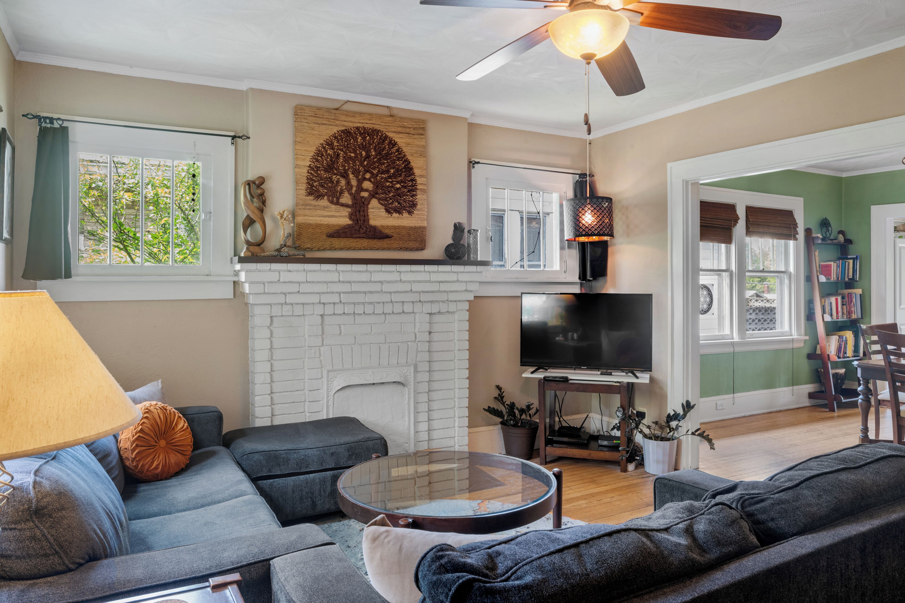 Smart TV, DVD player, books, video library