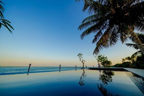 An infinity pool with a clear view of the ocean and palm trees. - Lagoon Bay Negombo (Negombo)