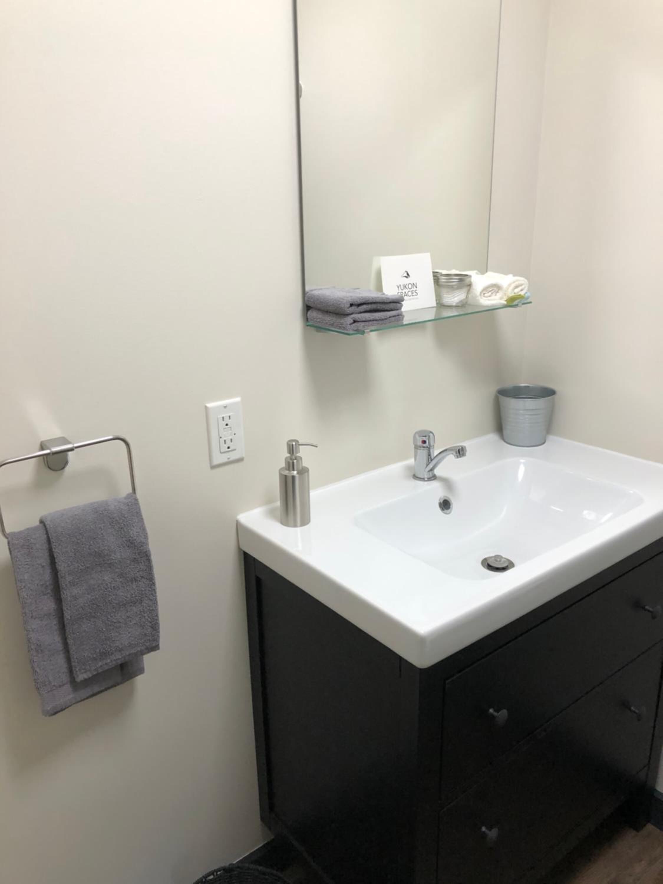 shower, rainfall showerhead, towels, soap