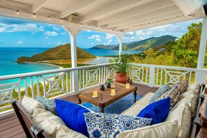 Outdoor dining - SCOTTLAND - idyllic, stylish, secluded 2 bedroom villa & pool at Smuggler's Cove (West End)