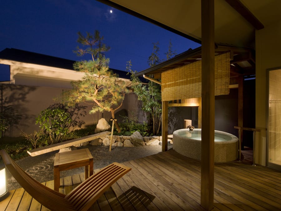 Japanese Western Style Room for 4 Guests with Open-air Bath and Garden View (Type A) | Premium bedding, in-room safe, desk, free WiFi