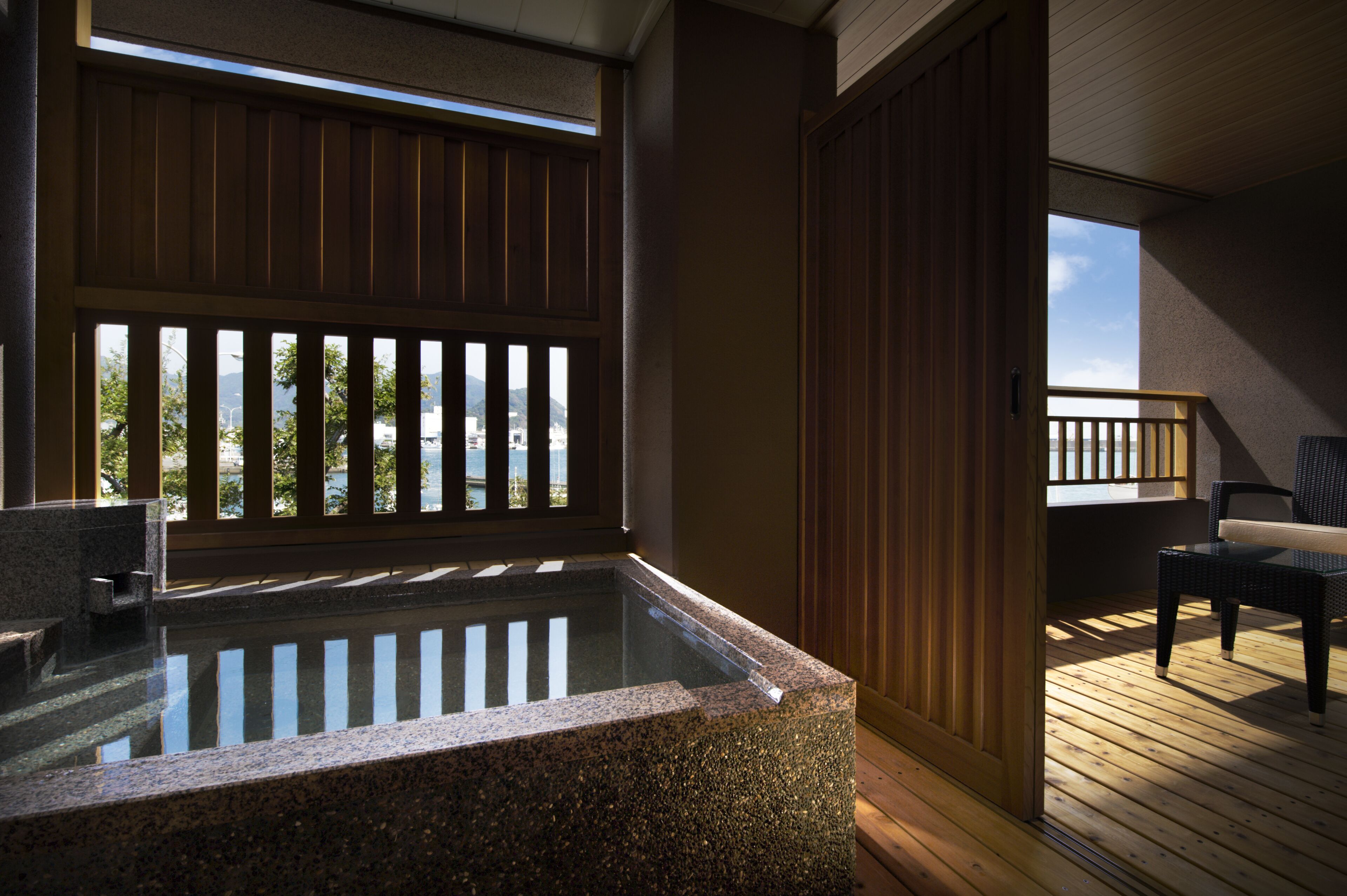 Japanese Western Style Room for 5 Guests with Semi-open-air Bath (Type C & D) | Bathroom | Separate bathtub and shower, spring water bathtub, free toiletries