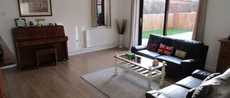 TV, fireplace, DVD player, books