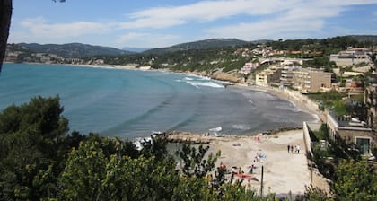 T2, 1 bedroom, 100 m from the beach, private swimming pool and parking, air conditioning, WIFI, linen included