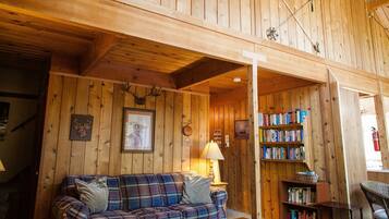 TV, fireplace, DVD player, books