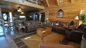Smart TV, fireplace, DVD player, books