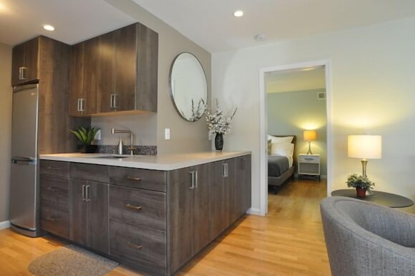 Kitchen with View into Bedroom