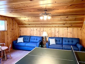 Smart TV, fireplace, DVD player, table tennis