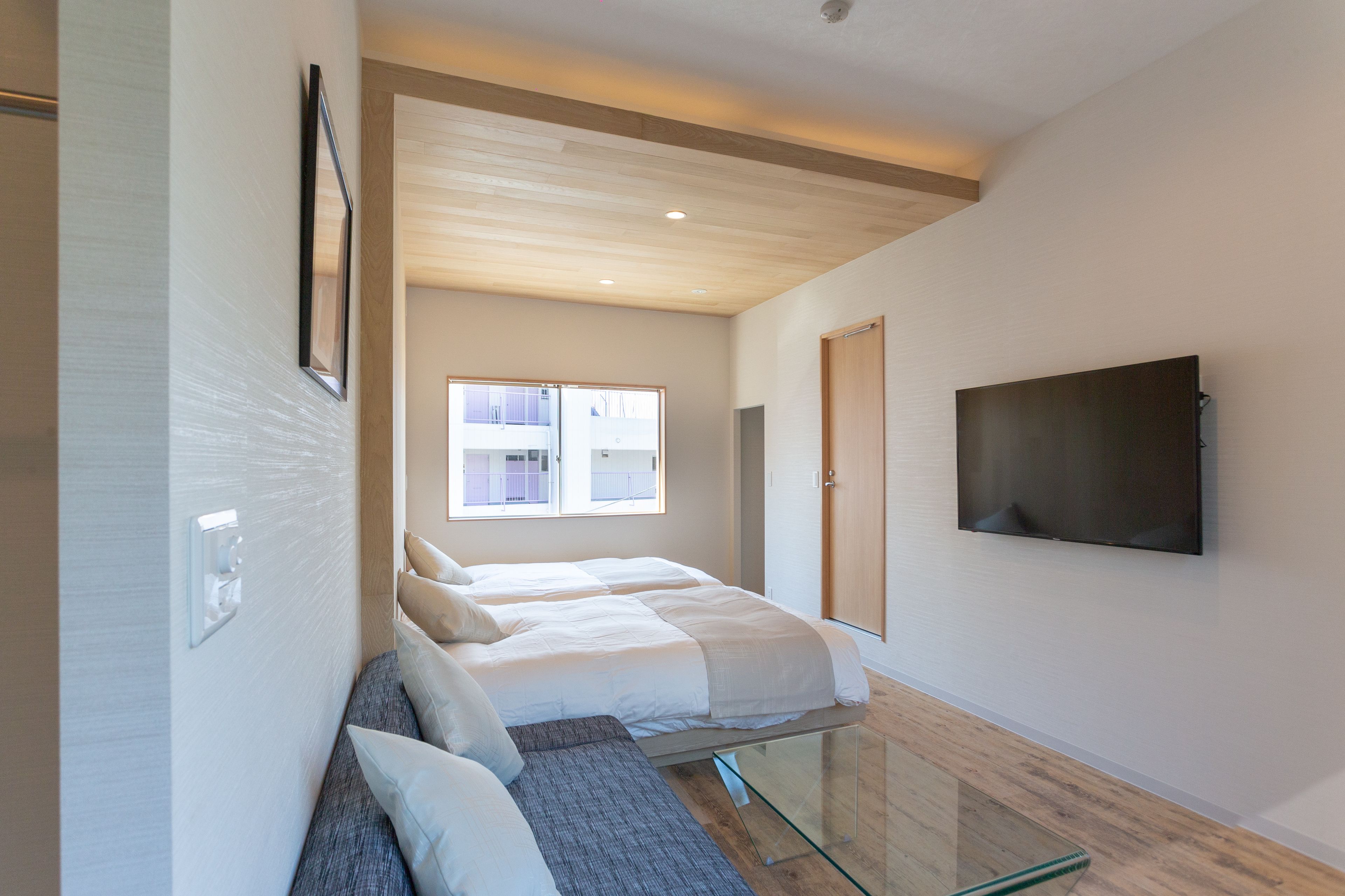 desk, blackout curtains, free wifi