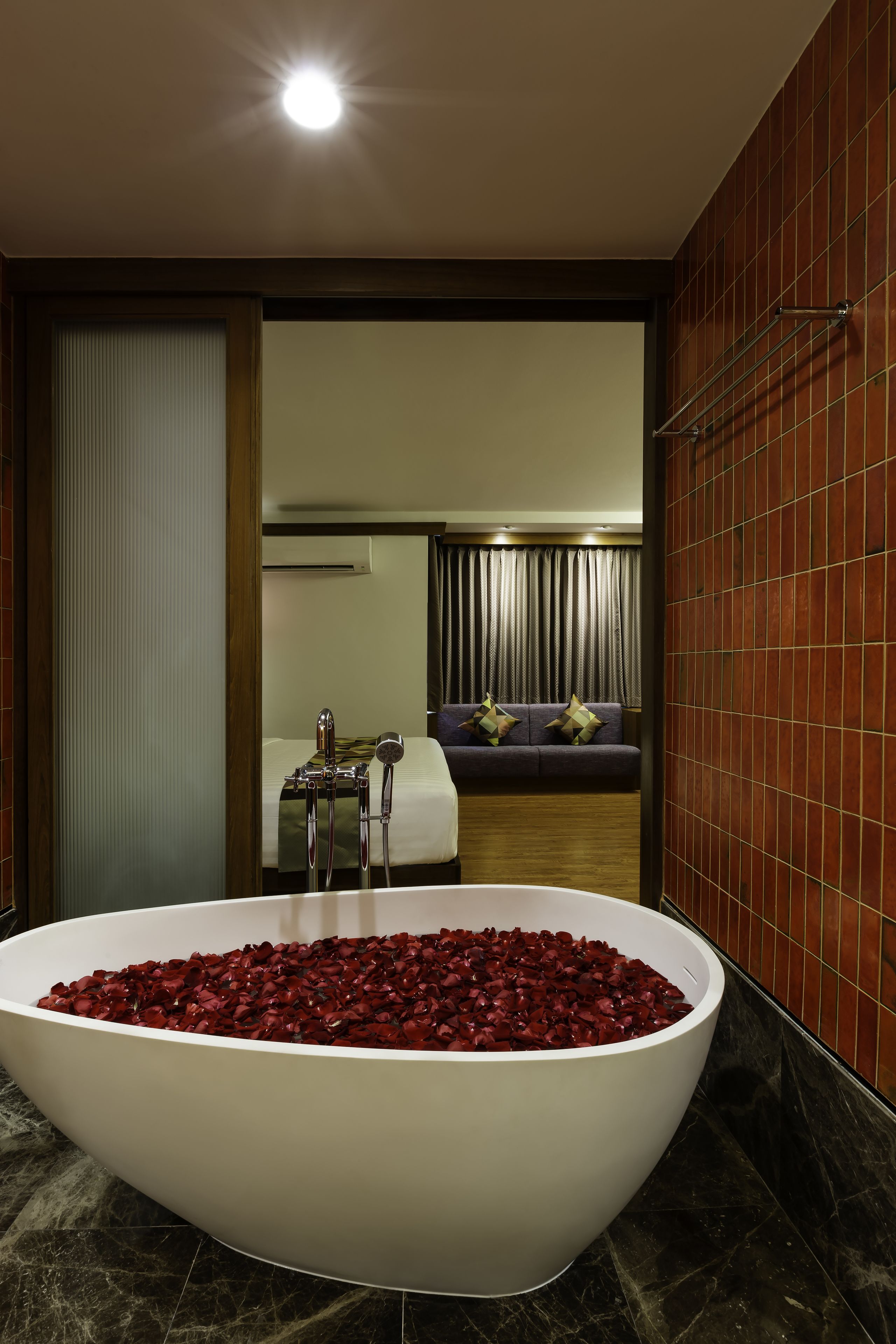 suite | bathroom | hair dryer, bathrobes, slippers, towels