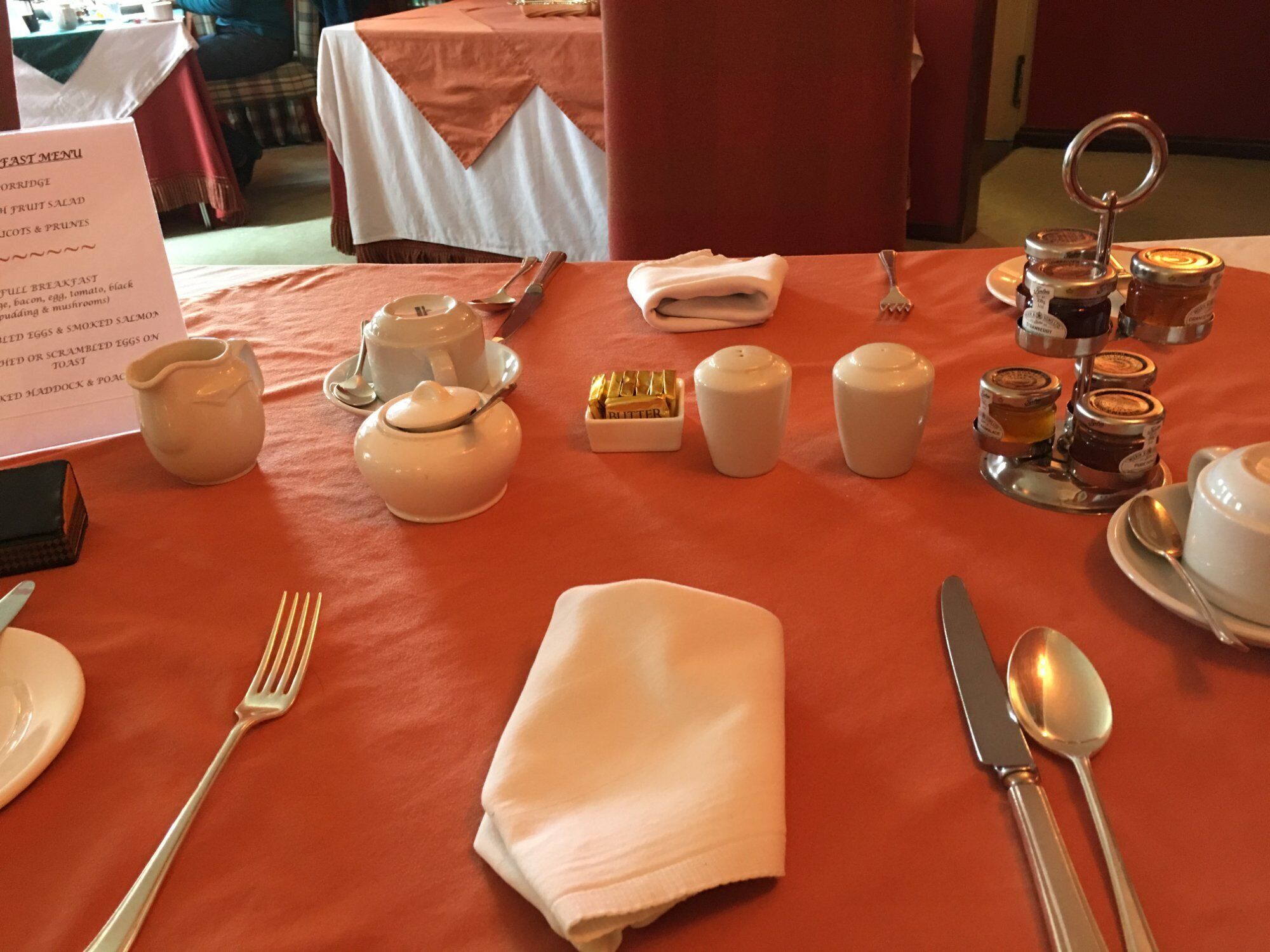 daily full breakfast (gbp 15.00 per person)