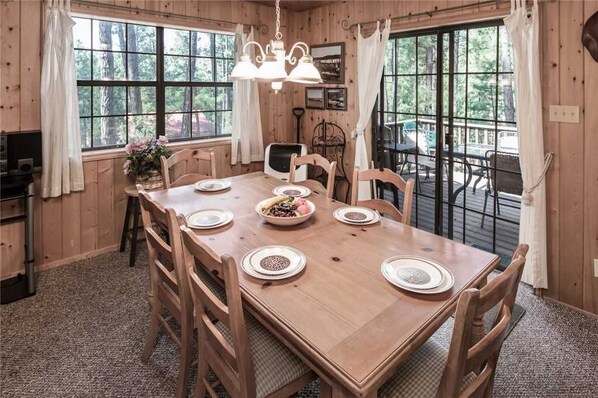 Cabin, Multiple Beds, Patio | Private kitchen | Fridge, microwave, oven, stovetop