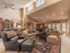 Cabin, Multiple Beds, Hot Tub, Garden View | Living room | TV, fireplace, DVD player - A Trip to Heaven - Five Bedroom Cabin (Ruidoso)
