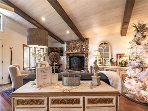 Cabin, Multiple Beds, Patio, Mountain View | Living room | TV, fireplace, DVD player, MP3 dock