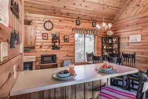 Cabin, Multiple Beds, Hot Tub, Mountain View | Private kitchen | Fridge, microwave, oven, stovetop