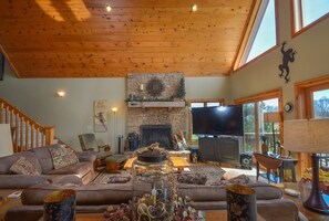 TV, fireplace