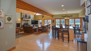 House, Multiple Beds, Fireplace | Living room | TV, fireplace - Forever Yours 6 Bedroom House (Swanton)