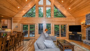 House, Multiple Beds, Hot Tub | Living room | TV, fireplace, DVD player