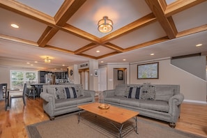 House, Multiple Beds, Hot Tub | Living room | TV, fireplace - Castle in the Sky 5 Bedroom House (McHenry)