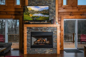 House, Multiple Beds, Hot Tub | Living room | TV, fireplace, DVD player - LakeStar Chalet 5 Bedroom House (Oakland)