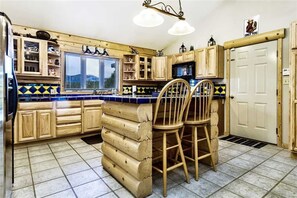 Cabin, Multiple Beds, Hot Tub, Mountain View | Private kitchen | Fridge, microwave, oven, stovetop - Log Heaven - Three Bedroom Cabin with Hot Tub (Ruidoso)