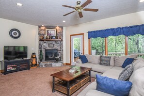 House, Multiple Beds, Hot Tub | Living room | TV, fireplace - Great Escape 5 Bedroom House (McHenry)