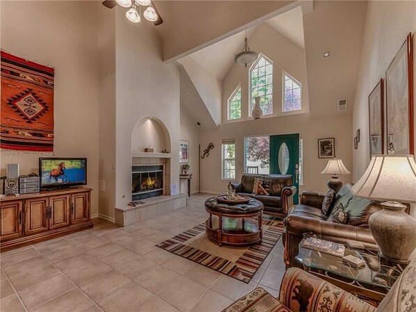 Condo, Multiple Beds, Patio, Mountain View | Living room | TV, fireplace, DVD player - Ruidoso Retreat - Three Bedroom Home (Ruidoso)