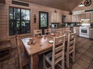 Cabin, Multiple Beds, Hot Tub | Private kitchen | Fridge, microwave, oven, stovetop - Wine N Pines - Two Bedroom Cabin with Hot Tub (Alto)