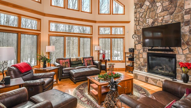 House, Multiple Beds, Hot Tub | Living room | TV, fireplace - Wispering Woods 4 Bedroom House (McHenry)