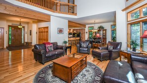 House, Multiple Beds, Hot Tub | Living room | TV, fireplace - Wispering Woods 4 Bedroom House (McHenry)