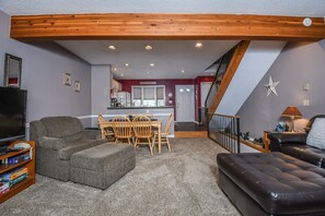 House, Multiple Beds, Fireplace | Living room | TV, fireplace, DVD player - Deep Creek Village 3 Bedroom Townhome #23 (McHenry)