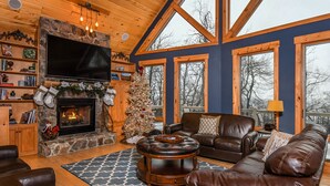 House, Multiple Beds, Hot Tub | Living room - Wispering Heights 4 Bedroom House (McHenry)