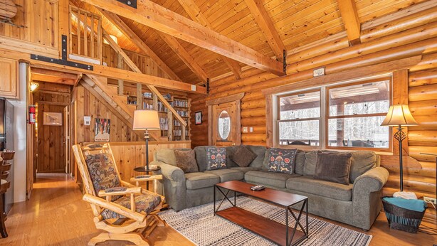 House, Multiple Beds, Hot Tub | Living room - Four SKIsons 3 Bedroom House (Swanton)